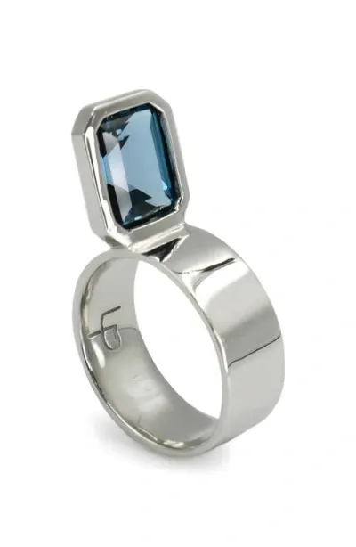 Leslie Paige Perched Setting London Blue Topaz Ring In Metallic