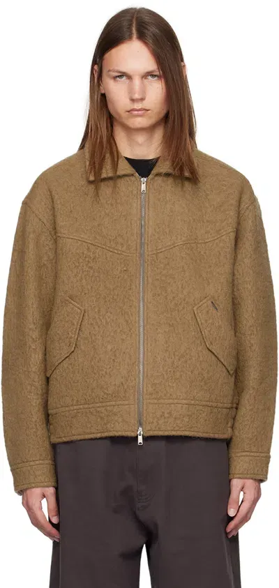 Lesugiatelier Brown Alpaca Bomber Jacket In Beige