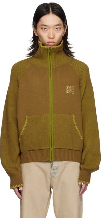 Lesugiatelier Khaki High Neck Sweater In Olive