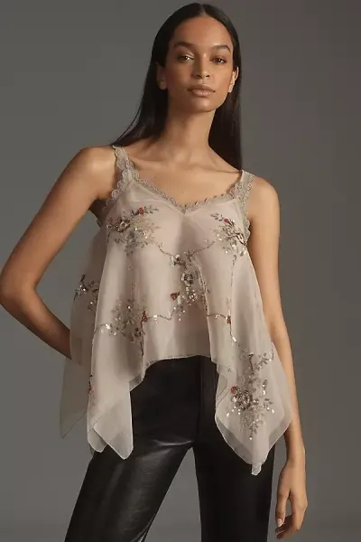 Let Me Be Embellished Hanky Hem Top In Multicolor