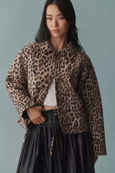 Let Me Be Leopard Quilted Jacket In Multicolor