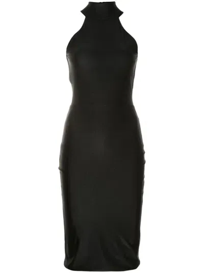 Lethicia Bronstein Audrey High-neck Midi Dress In Black