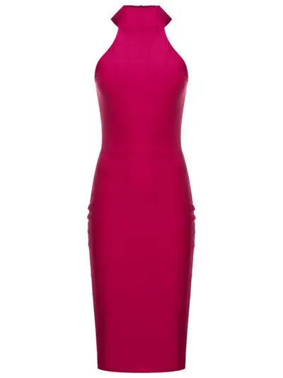 Lethicia Bronstein Audrey High-neck Midi Dress In Pink