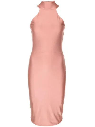 Lethicia Bronstein Audrey Metallic-sheen Dress In Pink