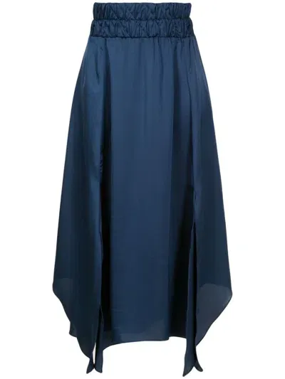 Lethicia Bronstein Bardot Asymmetric-hem Midi Skirt In Blue