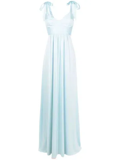 Lethicia Bronstein Beta Bow-strap Maxi Dress In Blue