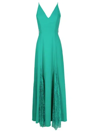 Lethicia Bronstein Georgia Lace-panel Maxi Dress In Green