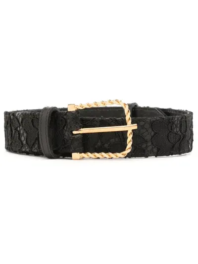 Lethicia Bronstein Lace-overlay Leather Belt In Schwarz