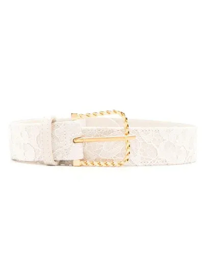 Lethicia Bronstein Lace-overlay Leather Belt In Weiss