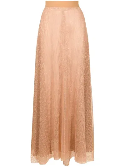 Lethicia Bronstein Mariah Lurex Maxi Skirt In Brown