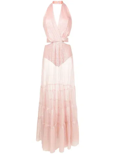 Lethicia Bronstein Milena Semi-sheer Maxi Dress In Pink