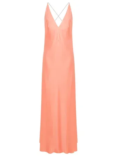 Lethicia Bronstein Satin-finish Open-back Gown In Orange