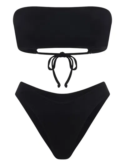 Let's Swim Bandeau Bikini Top In Black