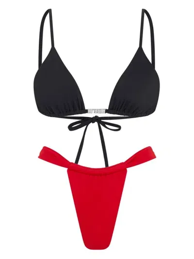 Let's Swim Ruched Bikini Bottoms In Red