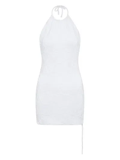 Let's Swim Shark-jacquard Mini Dress In White