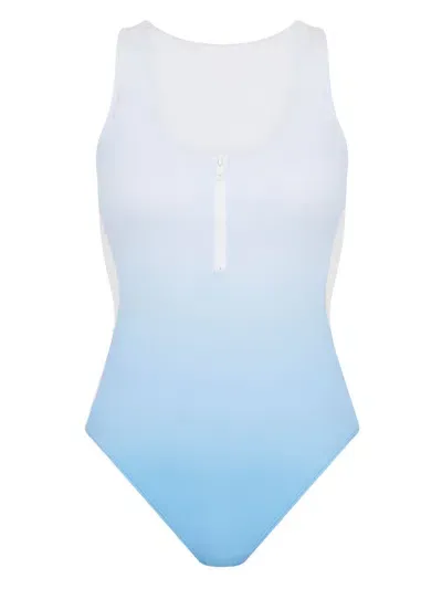 Let's Swim Zip-up Swimsuit In Blue