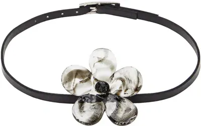 Levens Jewels Black Maxi Flor Belt Necklace In Clear/black