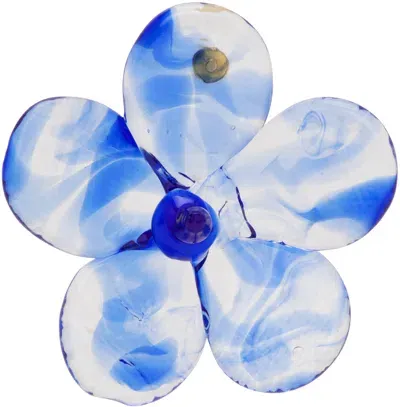 Levens Jewels Blue Maxi Flor Single Earring In Clear/blue