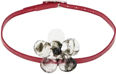 Levens Jewels Red Maxi Flor Belt Necklace In Clear/black-red