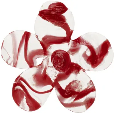 Levens Jewels Red Maxi Flor Single Earring In Clear/red