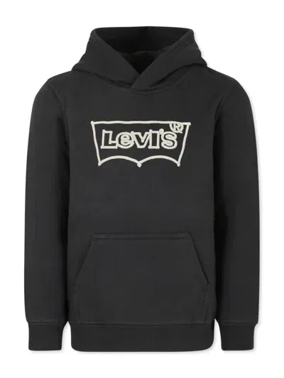 Levi's Kids' Embroidered Logo Hoodie In Black