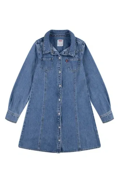 Levi's Babies'  Long Sleeve Denim Shirtdress In Drew Me In