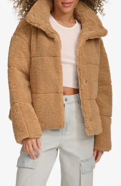 Levi's Women's Short Sherpa Teddy Jacket In Chestnut