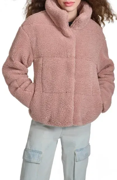 Levi's Quilted Faux Fur Short Teddy Jacket In Mauve