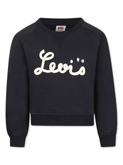 Levi's Kids' Black Sweatshirt For Girl With Logo