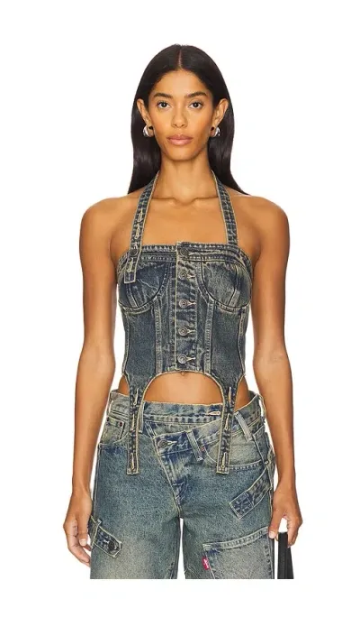 Levi's X Andersson Bell Denim Corset In Tinted Indigo