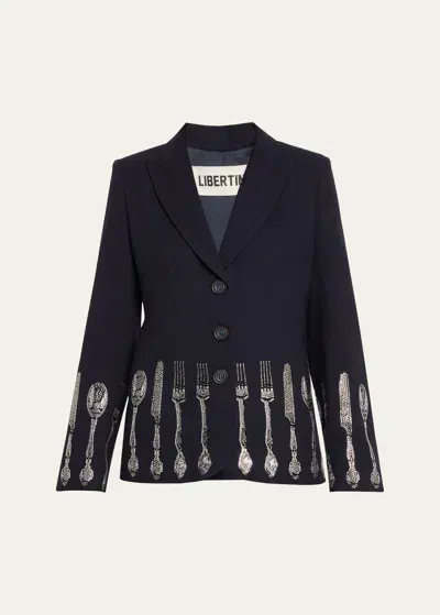 Libertine Michelin Star Riding Jacket With Crystal Details In Nvy