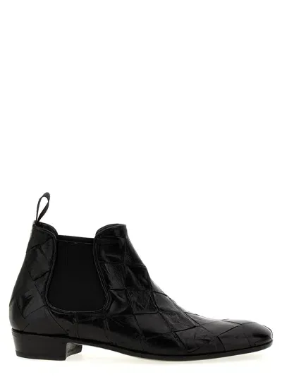 Lidfort Braided Leather Ankle Boots In Black