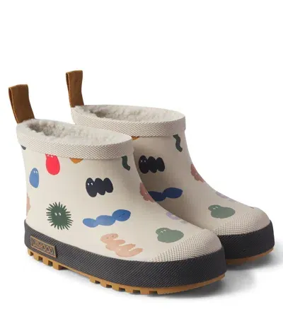 Liewood Kids' Jesse Faux Shearling-lined Rain Boots In Neutral