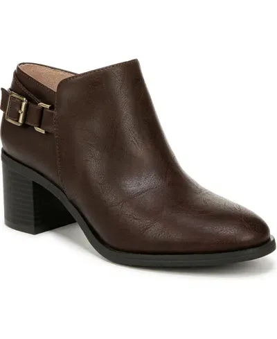 Lifestride Lorelai Block Heel Booties In Dark Brown Faux Leather