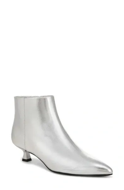 Lifestride Maya Pointed Toe Kitten Heel Bootie In Silver