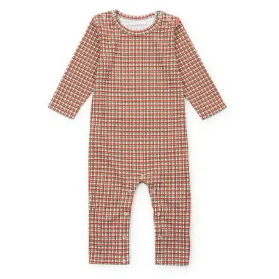 Lila And Hayes Babies'  Thompson Boys' Romper In Holiday Plaid