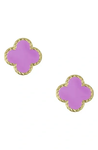 Lily Nily Kids' Clover Stud Earrings In Purple