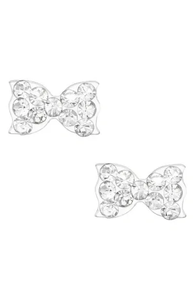 Lily Nily Kids' Crystal Bow Stud Earrings In White