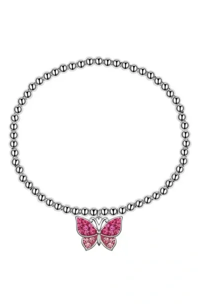 Lily Nily Kids' Crystal Butterfly Charm Stretch Bracelet In Pink