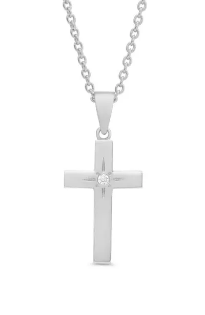 Lily Nily Kids' Cubic Zirconia Cross Pendant Necklace In Silver