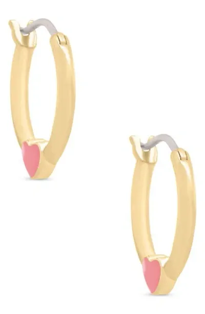 Lily Nily Kids' Heart Hoop Earrings In Pink