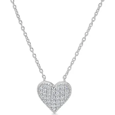 Lily Nily Kids' Pavé Cubic Zirconia Heart Pendant Necklace In Metallic