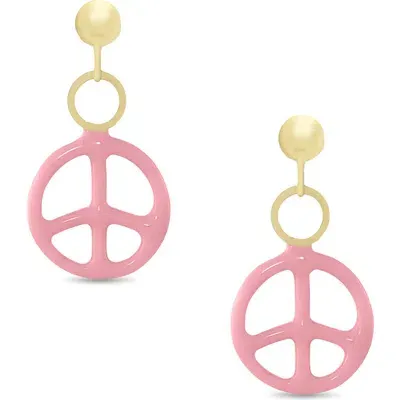 Lily Nily Kids' Peace Sign Drop Earrings In Pink