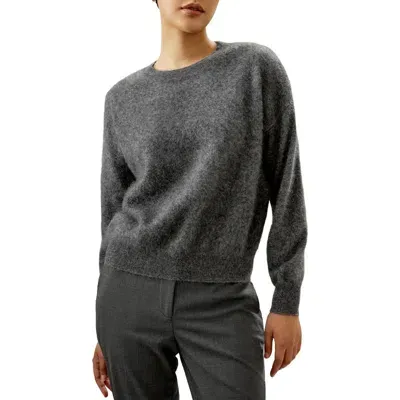 Lilysilk Classic Round Neck Cashmere Sweater For Women In Dark Gray