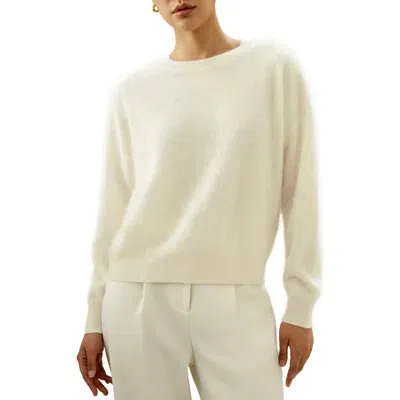 Lilysilk Classic Round Neck Cashmere Sweater For Women In White