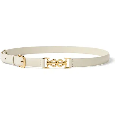 Lilysilk Ls Clasp Leather Skinny Belt In Neutral