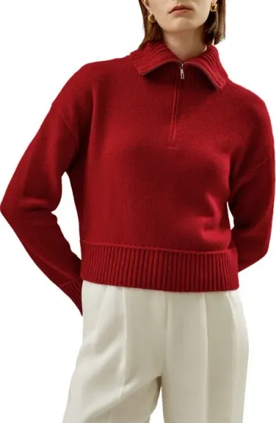 Lilysilk Relaxed Fit Wool-cashmere  Blend Sweater For Women In Red