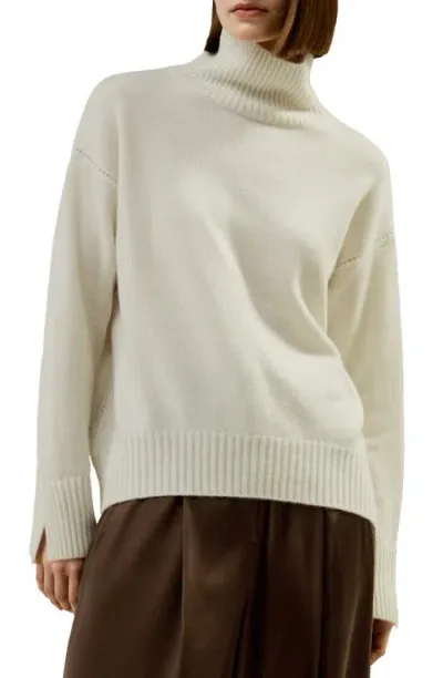 Lilysilk Turtleneck Relaxed-fit Cashmere Sweater In White