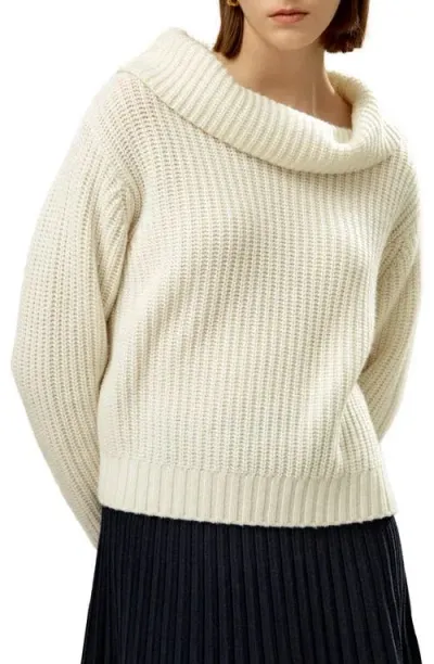 Lilysilk Wide Cowl Neck Sweater For Women In White