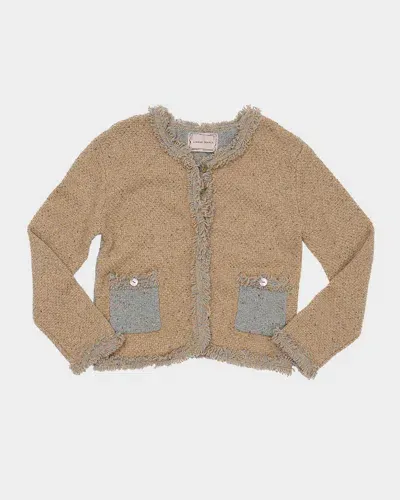 Lingua Franca Onassis Fringe-trim Tweed Knit Jacket In Granola